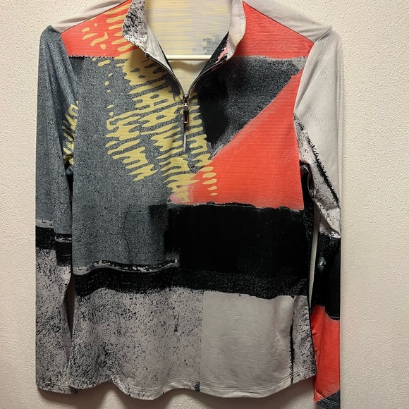 Sunsense by Jamie Sadock Colorful Abstract Long Sleeve Top - Picture 1 of 3